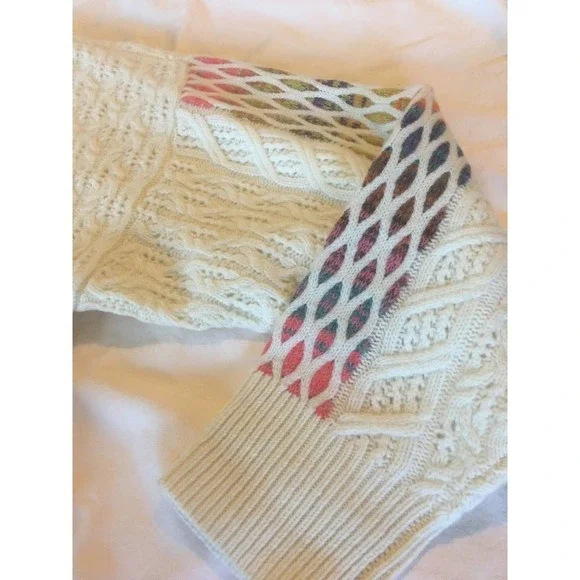 Anthropologie Maeve V-Neck Cable-Knit Lamb's Wool Sweater Women’s Size XL Ivory - Picture 8 of 12